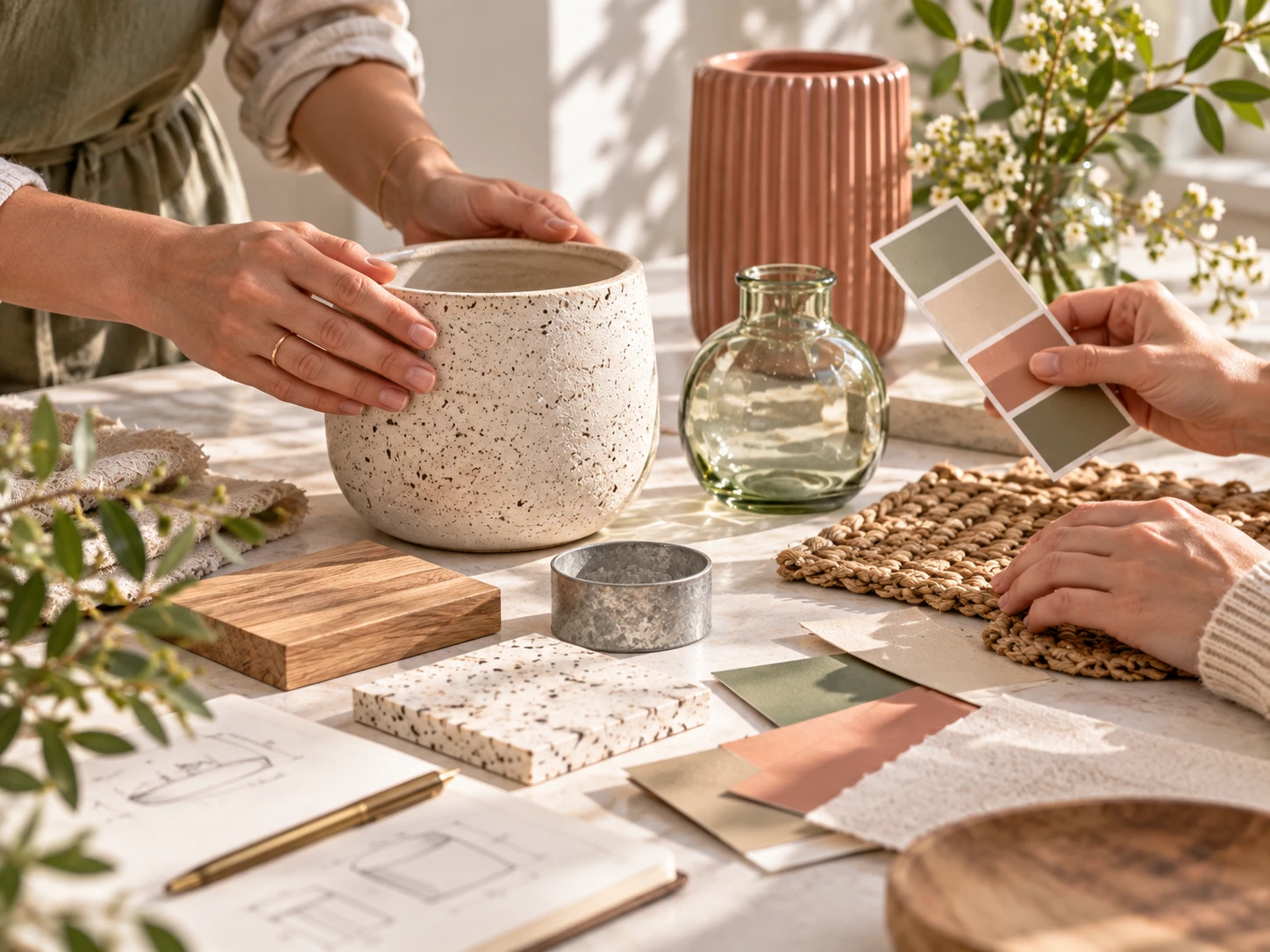 Samen materialen, kleuren en productrichtingen bespreken