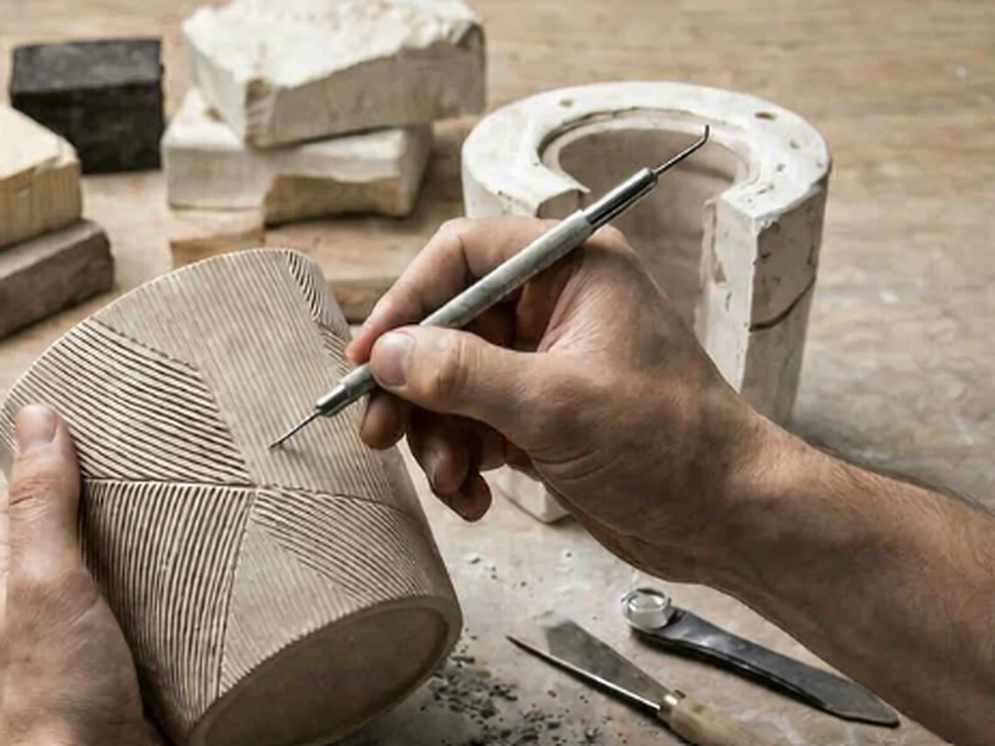 Product sample being checked for shape and finish