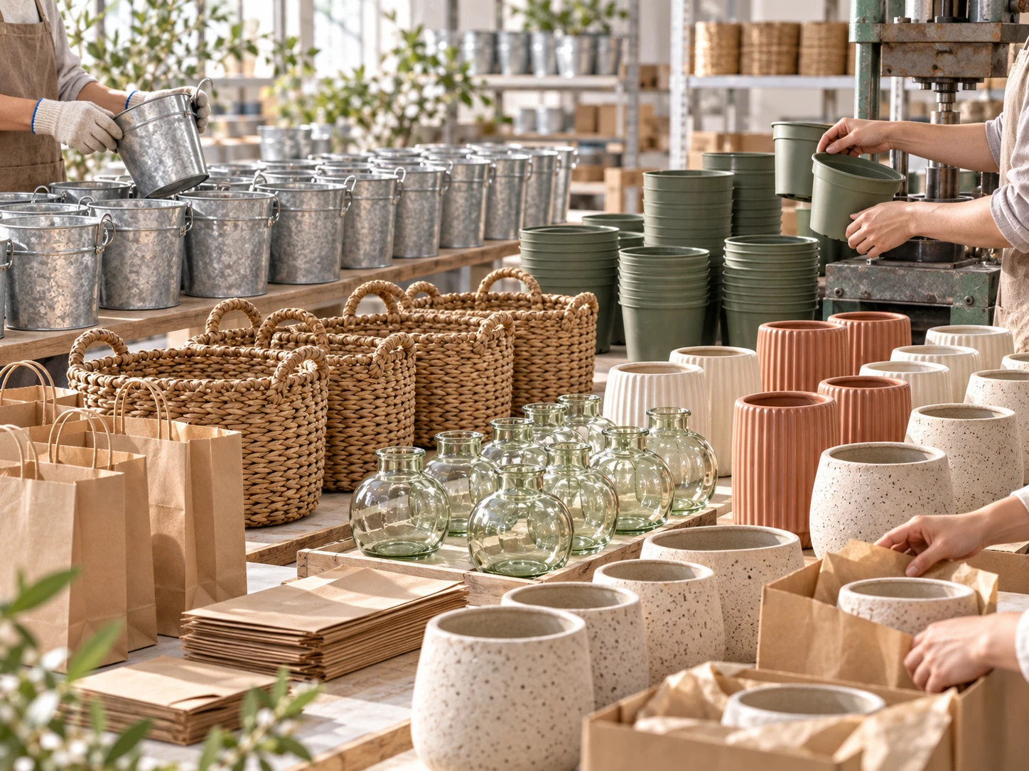 Basketry and other decorative products in a collection